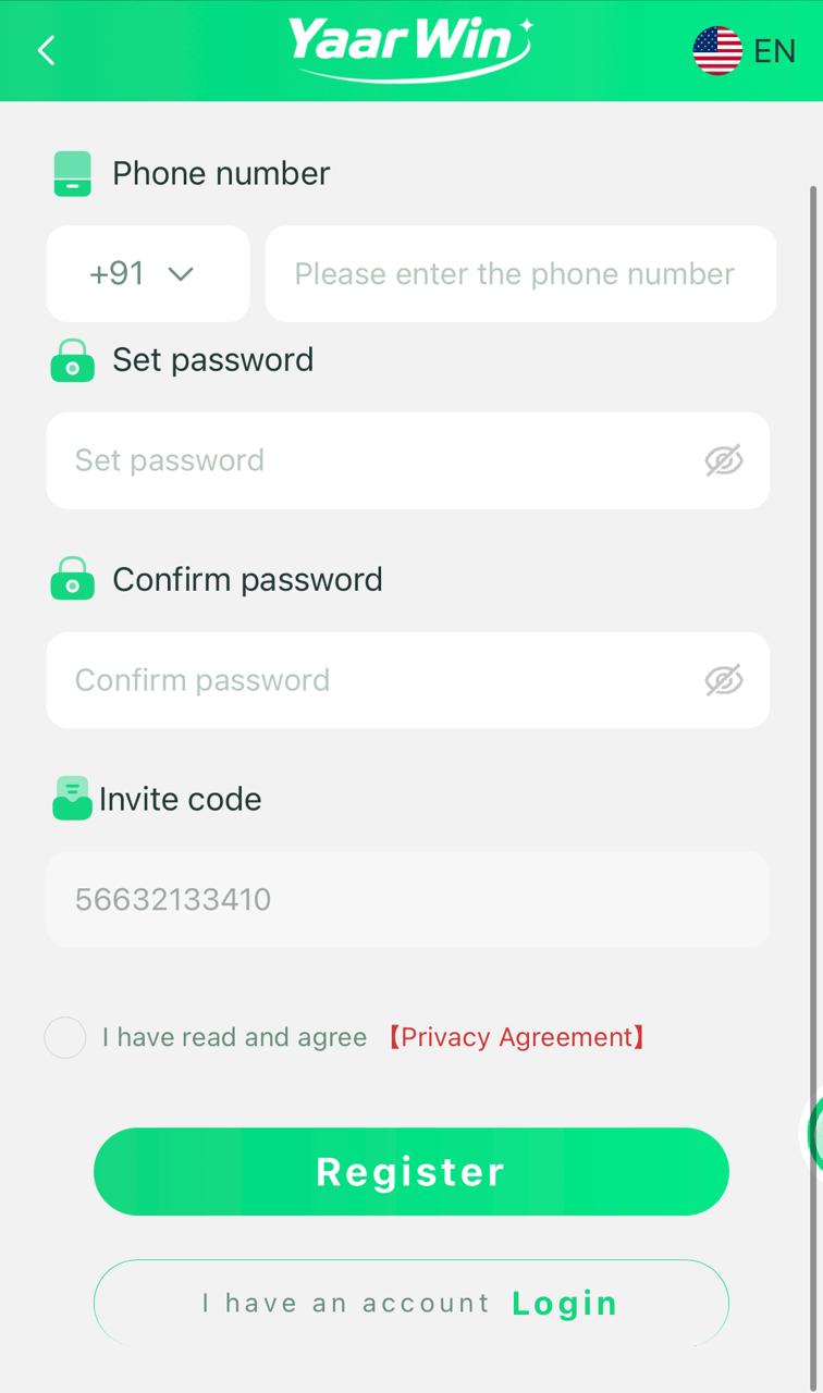 yaarwin login register page