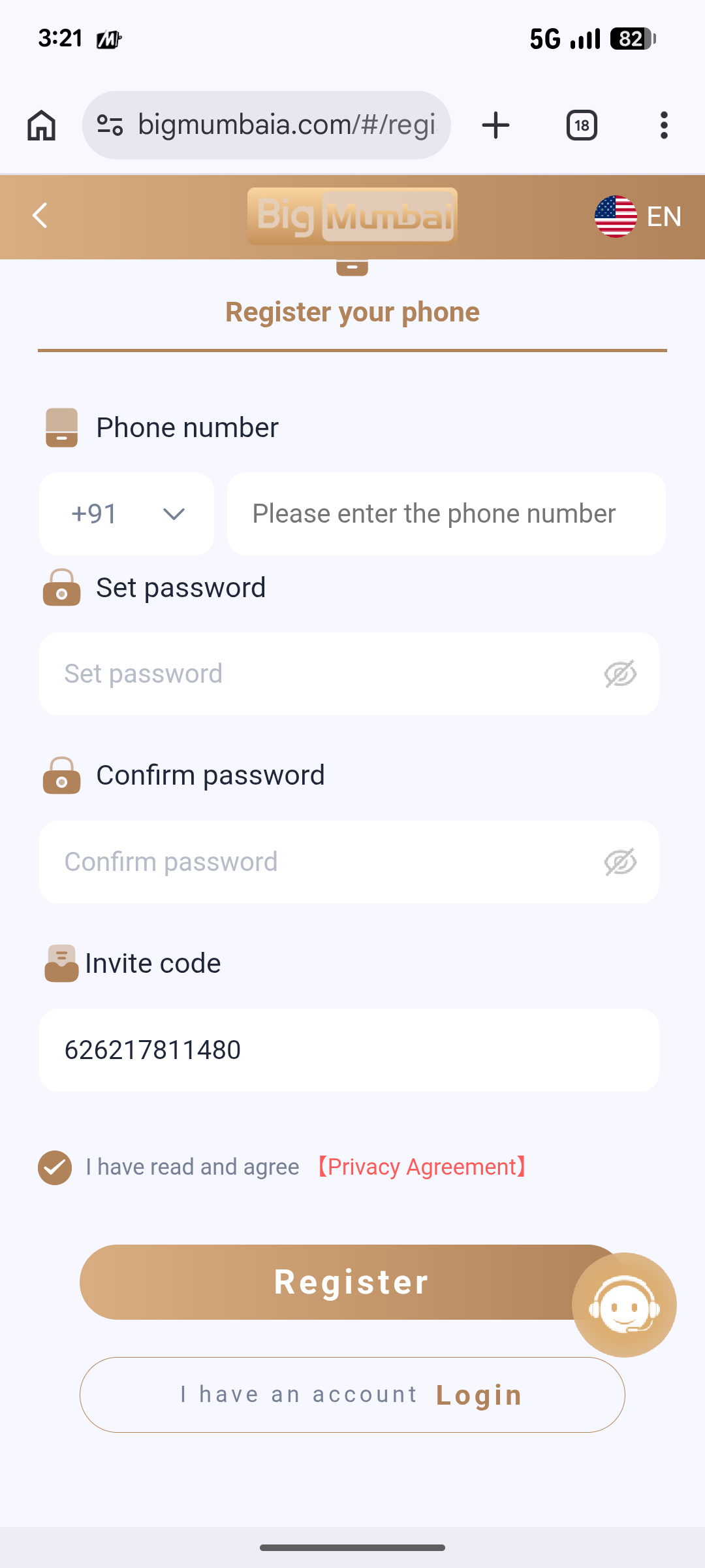 bigmumbai login and register